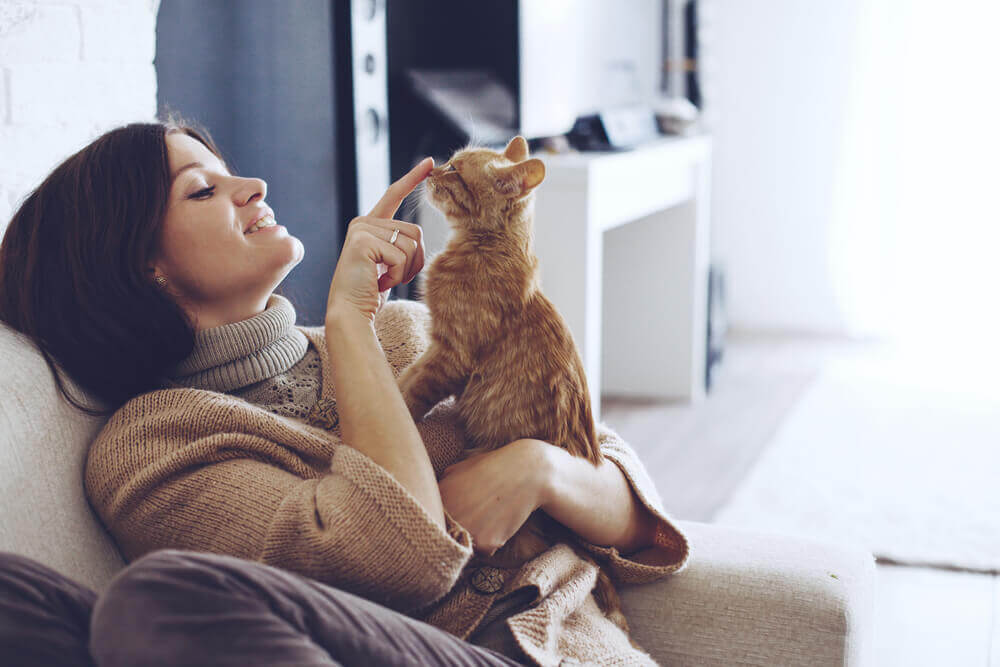 Woman with cat